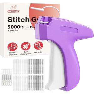 Stitch Gun for Clothes, Portable Handheld Tagging Gun for Clothing, Stitch Quick Clothing Fixer Includes 2500 Black Fasteners & 2500 White Fasteners with 6 Needles, Purple