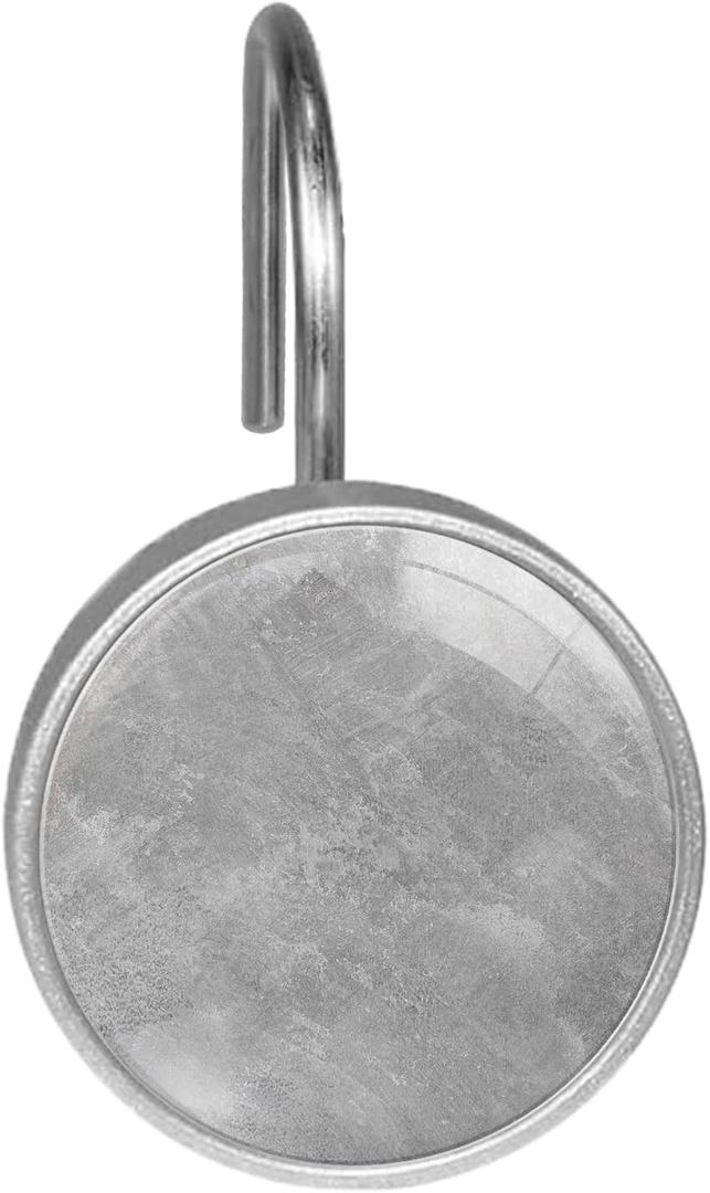 Gray Shower Curtain Hooks Set of 12 Rustproof Metal Decorative Shower Hooks for Curtains Rods Shower Curtain Rings for Bathroom Living Room, 1.45x1.45x1.1 Inches, Gray