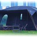 Extra Large Tent 12-14 Person,Family Cabin Tents,2 Rooms,Straight Wall,2 Doors 4 Windows with Mesh,Waterproof,Straight Wall,Big Tent for Outdoor,Picnic,Camping,Gathering(Brown)