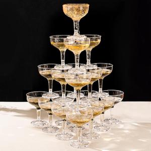 ZOMUIA 30 Pack Acrylic Plastic Champagne Coupe Glasses for Party Wedding Martini Cocktail Glasses Reusable Champagne Cups for Wedding Birthday Party Anniversary, 5oz (Clear)