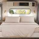 Hearth & Harbor Short Queen Sheets for RV, Beige Cream RV Queen Sheets, Silky Soft 1800 Microfiber Bed Sheet for Camper, 4 Piece RV Bedding with Pillowcases