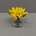 DILATATA Artificial Yellow Tulips in Vase with Faux Water 6" Real Touch Flowers Fake Tulips Small Flowers Arrangement in Round Glass Vase for Mother's Day Table Centerpiece Wedding Home Decor