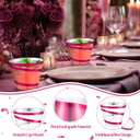 Gejoy 9 oz Rimmed Swirl Plastic Cups Disposable Wine Drinking Cups Clear Elegant Graduation Tumblers for Mother's Day Wedding Party Supplies(100 Pcs,Hot Pink)