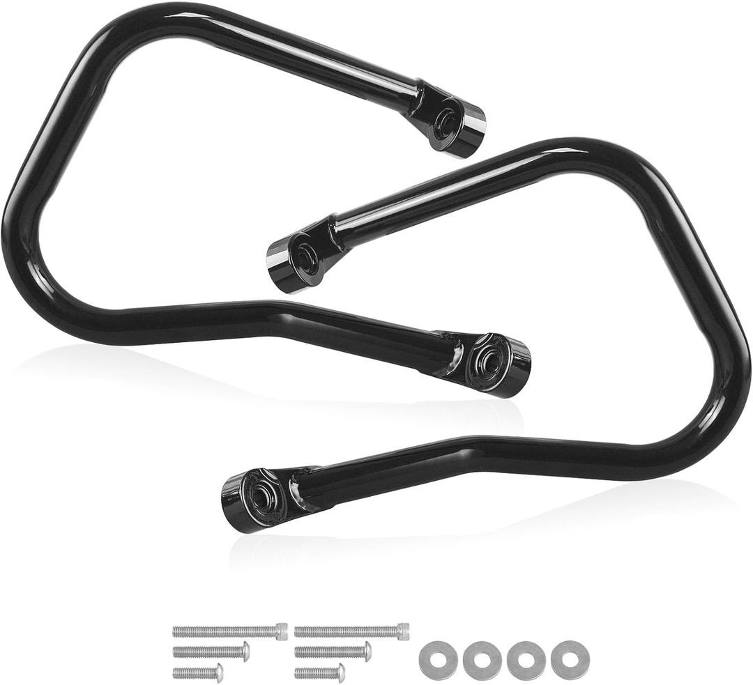 Rear Saddle Bag Engine Guard Crash Bar Compatible with Harley 2018-2025 Softail Heritage Classic FLHC FLHCS Bolt-on Saddle Bag Crash Bar Gloss Black