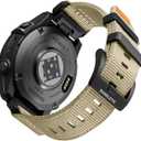 Bandletic Compatible with Garmin Instinct Watch Bands - Tactical Military Rugged Nylon Sport Quick Fit 22mm Watch Strap for Fenix E/8/7/6/5/Forerunner 965/955/945/935/745/Epix 2/Approach S70/S62/S60 (Khaki)