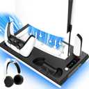 PS5 / PS5 Slim Cooling Station with Dual Controller Charging Station, PS 5 Cooling Stand for PlayStation 5 Console, Headset Holder/ PS 5 Cooling Fan/4 USB Hub All in One Accessories Organizer, Black