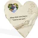 Basic Fundamentals Heart-Shaped Pet Memorial Stone with 2x3 Photo Frame, Quote and Paw Print Design - Indoor Outdoor Animal Loss Pet Memorial Stones - Sympathy Gifts for Dog, Cat, or Pet Loss - Cream