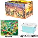 Safari Animals Figures with Activity Play Mat & Storage Box, Realistic Plastic Jumbo Playset, Jungle Wild Zoo Animals Toys for Kids Toddler 3-5, 22Pcs Birthday Gifts Christmas Stocking Stuffers