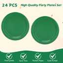 49Pcs Green Birthday Party Decorations Green Party Supplies Set Include 24 Plates 24 Napkins and 1 Tablecloth, Disposable Green Tableware for Birthday Wedding Graduation Baby Showers Party