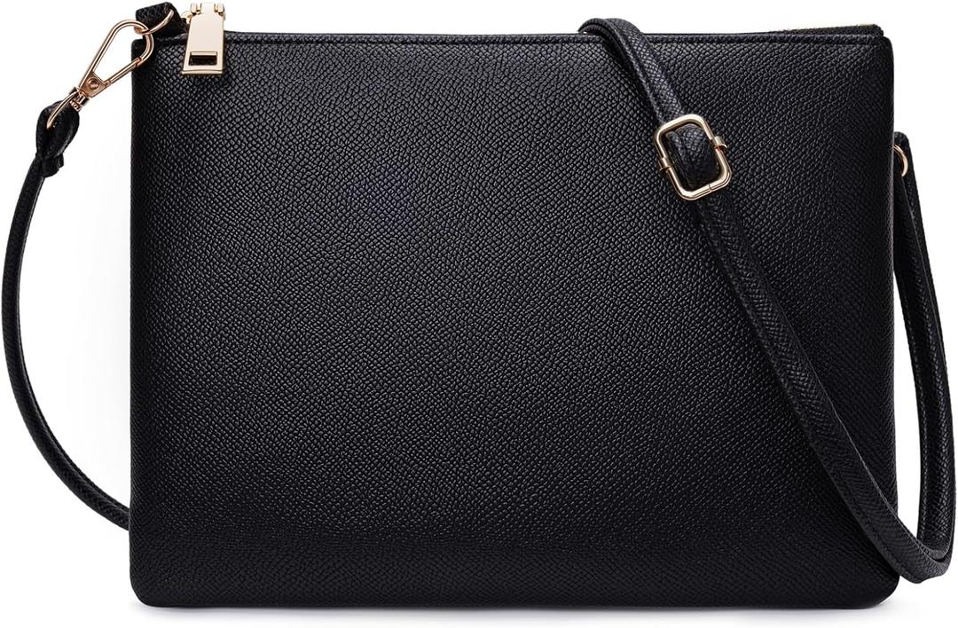 higouta Small Crossbody Bags for Women Trendy Clutch Purse PU Leather Shoulder Bags with Adjustable Strap (Black)