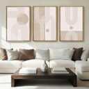 ANHUIB Extra Large Neutral Boho Abstract Canvas Wall Art Set of 3 Framed Mid Century Modern Wall Decor Beige Geometric Line Artwork Minimalist Prints 24x36 Inch Painting for Living Room Bedroom Dining Room Office