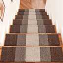 OLANLY Stair Treads Non Slip 15PCS, 8" x 30" Indoor Stair Runners for Wooden Steps, Edging Stair Rugs with Reusable Peel and Stick Adhesive for Kids Elders and Pets, Brown