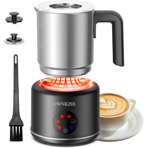 OWNKISS Milk Frother, 6in1 Electric Milk Frother and Steamer, 16.9oz/500ml Automatic Warm and Cold Foam Maker and Milk Warmer for Latte, Coffee, Cappuccinos, Macchiato (Stainless Steel)