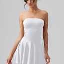 OQQ Women's Mini Dress Summer Cocktail Tube Ruched Waist Ruffle Corset Party A-line Dresses (White, XL)