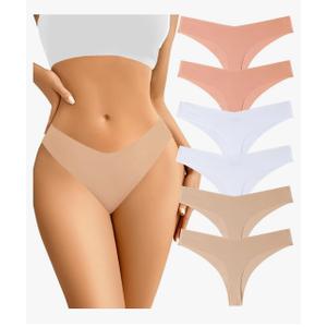 Acvvtis Seamless Thongs - No Show Underwear Pack - Breathable Panties for Women - Colorful 6 Thongs M