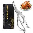 Stainless Steel Poultry Shears Heavy Duty Kitchen Shears for Food with Hardened Blades, One-Hand Safety Lock, Spring Mechanism, Dishwasher Safe Chicken, Meat Cutting, Turkey, Fish, and Vegetables