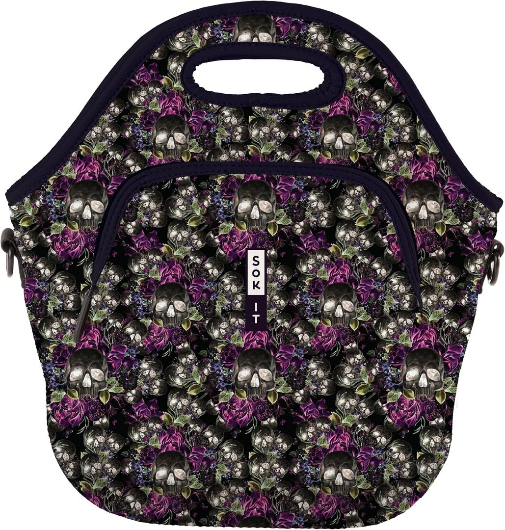 Sok It LunchTote Zippered Bag Insulated Neoprene Caddy (After Dark, X-Large 6.5 Quart Lunch Tote)