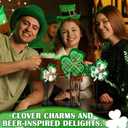 3 Pcs Large St Patrick's Day Shamrock Wooden Block Set Wood Clover Standing Table Sign Irish Decor Clover Table Centerpieces Irish Shamrocks Ornaments for Home Farmhouse Office Kitchen(Stylish)