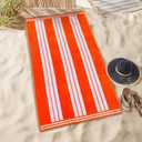 Superior Cotton Cabana Striped Beach Towels, Colorful Towels for Adult, Kid, Pool, Swimming, Sand, Travel, Large Oversized, Absorbent, Fast Drying, Bath Basics, Cabana Collection, 1 Piece, Coral