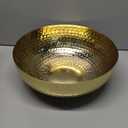 Creative Co-Op Round Hammered Metal Bowl, Gold Finish, 14"