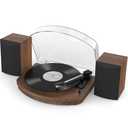 Vinyl Record Player with Dual Stereo Speakers, Belt Drive Turntable with Bluetooth Input 3 Speed Playback AT-3600L Cartridge RCA Out Vintage Turntable
