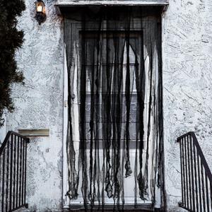 Sfcddtlg 4 Pcs Halloween Black Doorway Curtain- 65 x 39 Inch Creepy Door Curtain Decorations- Scary Spooky Cloth for Halloween Party Haunted House Decoration