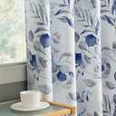 Xwincel 100% Blackout Curtains 84 Inches Long for Bedroom, Blue Floral Printed Curtains for Living Room Darkening Thermal Insulated Watercolor Patterned Drapes, Grommet Window Curtains 2 Panels
