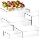 Leinuosen 6 Pcs Acrylic Buffet Risers Stands for Food Display Cubes Box, 6 to 11 Inch Square Catering Table Dessert Decorative for Wedding Brunch Setup Party Jewelry Collectible, Hollow Bottom (Clear)