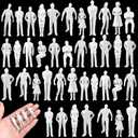 Namalu 47 Pcs 1:25 Scale White Unpainted Mini People Figures Miniature People for Model Train Architectural Standing and Sitting Mini Diorama Figures for Architectural Project Miniature Scenes
