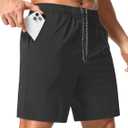 Aolesy Men's 7'' Running Shorts Quick Dry Workout Gym Shorts with Pockets, Tennis Training Athletic (Black, XL)