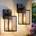 2 Pack Motion Sensor Outdoor Light Fixtures Wall Mount, Dusk to Dawn Front Porch Lights for House, Exterior Wall Sconce, Black Waterproof Lantern Lamp,Outside Coach Light for Garage Entryway Yard