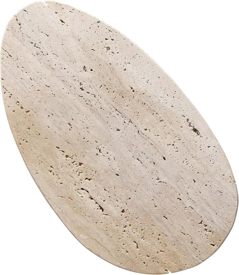 BUICCE Unique Decorative Tray, 12x6.7 Inch Natural Travertine Tray for Jewelry, Rings, Candle Holder, Bathroom Vanity & Tabletop Decor