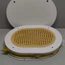 Small Rattan Side/Accent Table with Storage, 3 Tier Round/Oval End Table with Rattan Shelf & Metal Basket, Boho Nightstand, Tool Free Assembly/Screw-Hole Free Tabletop-Living Room Bedroom-Black (1PC)