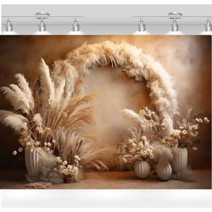 Boho Floral Pampas Kid Birthday Party Wedding Background Pregnant Portrait Decor Photo Backdrop Studio Photography(9x6FT)