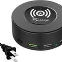 75W 6-Port Desktop Charging Station With Wireless Charger - Type-C, Quick Charge 3.0, 4 USB Ports - Multi Charger Hub for Smartphones and More (Black)