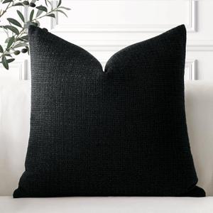OTOSTAR Linen Throw Pillow Cover Set of 1 Decorative Square Pillowcases Cushion Covers 16x16 Inch for Home Decor Sofa Bedroom Car 40 x 40CM Black