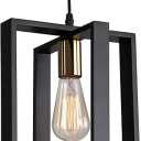 Light Fixture,Kitchen Island Hanging Lamp with Cord, Black+Gold Finish, Wood Frame Chandelier for Hallway Entryway Closet Bedroom,9.5 Inch,E26.
