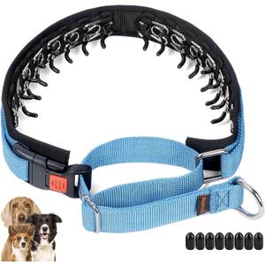 Mayerzon No Pull Dog Collar, Patented Martingale Collar for Small Medium Large Dogs with Buckle and Heavy Duty Nylon for Walking Training Hunting, Safe and Easy to Use(M, Blue) (Medium,2.5mm,20-Inch,14.5-18.5"Neck)
