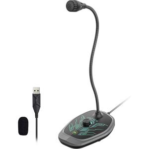 CMTECK USB Computer Microphone, Microphone for pc with RGB Light, Mute Function, Noise-Cancelling Recording Desktop Mic for Laptop for Online Chatting, Home Studio, Podcasting, Gaming, Skype, YouTube