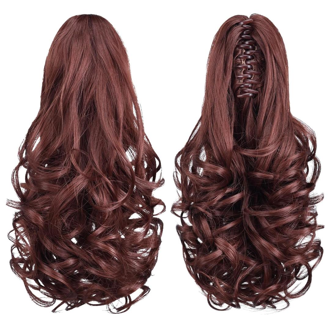 Auburn Ponytail Extension,22" Clip in Ponytail for Women Short Ponytail Hair Extension Synthetic Heat Friendly Fiber for Girls