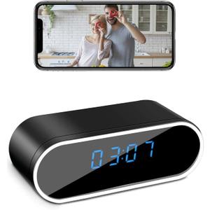 braosusner WiFi Hidden Camera Clock Wireless Spy Camera HD 1080P Security Nanny Cams with Night Vison and Motion Detection for Home/Office