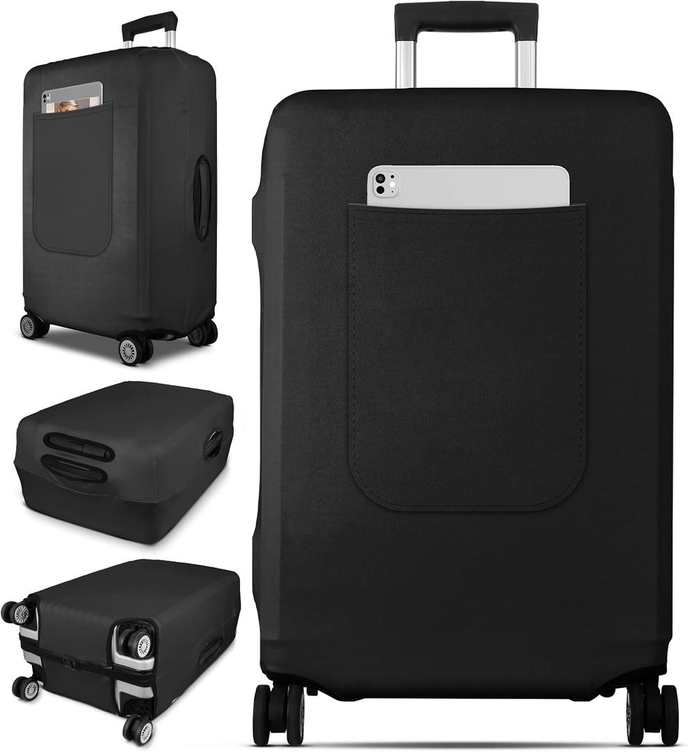 Slohif Luggage Cover for Suitcase Tsa Approved Protector - Luggage Sleeve Suit Case Cover Travel Stretch Large Baggage Case Protective Washable Fit 24-27 Inch Black