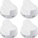 WPW10339443 Gas Range Stove Oven Knob White Replacement Part Cooktop Surface Burner Control Knobs Compatible with Whirlpool Replaces for W10339443 AP6019878 2311009 PS11753189 - Pack of 4