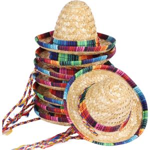 BTYMS 8 Pieces Mini Sombrero Party Hats Fiesta Party Decorations Party Supplies Sombrero Costume Hats for Table, Dolls, Dogs- 5.9 Inch