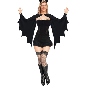 Bat Wing Halloween Costume for Women, Bat Shrug Adult Costume with Headband S/M