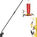 iBorn Wall Mount Deck Hook, 28" Hummingbird Feeder Hanger, Heavy Duty Bird Feeder Pole for Hanging Bird Feeder, Planter, Suet Baskets, Wind Chimes, 180 Rotatable Arm, Solid Wire, Pack of 1