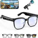 Hwagol Smart Glasses with Camera, 8MP HD Photo and Video Recording,AI Glasses with Real-Time Translation/Object Recognition/AI Voice Q&A/Recording, Calls and Music,UV & Blue Light Protection