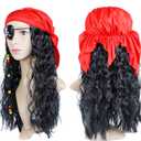 Pirate Costume Wig Set Halloween Dress Up Pirate Wig Bandana Eye Patch Theme Party Pirate Cosplay Accessories