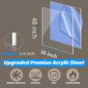 36x48 Plexiglass Sheets 1/4 inch Thick Clear Acrylic Sheets 36x48 Acrylic Board 6mm Plexiglass Panel Perfect for Display Case, Signage, Crafts, Led, Fish Tank, Windows, Skylight, Tabletop