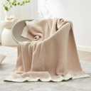Snuggle Sac Heather Throw Blanket for Couch, Reversible Super Soft Blankets Warm Cozy Knit Fuzzy Plush Lightweight for Sofa, Bed, Camping, Picnic (Heather Beige, Throw(50"x 60"))